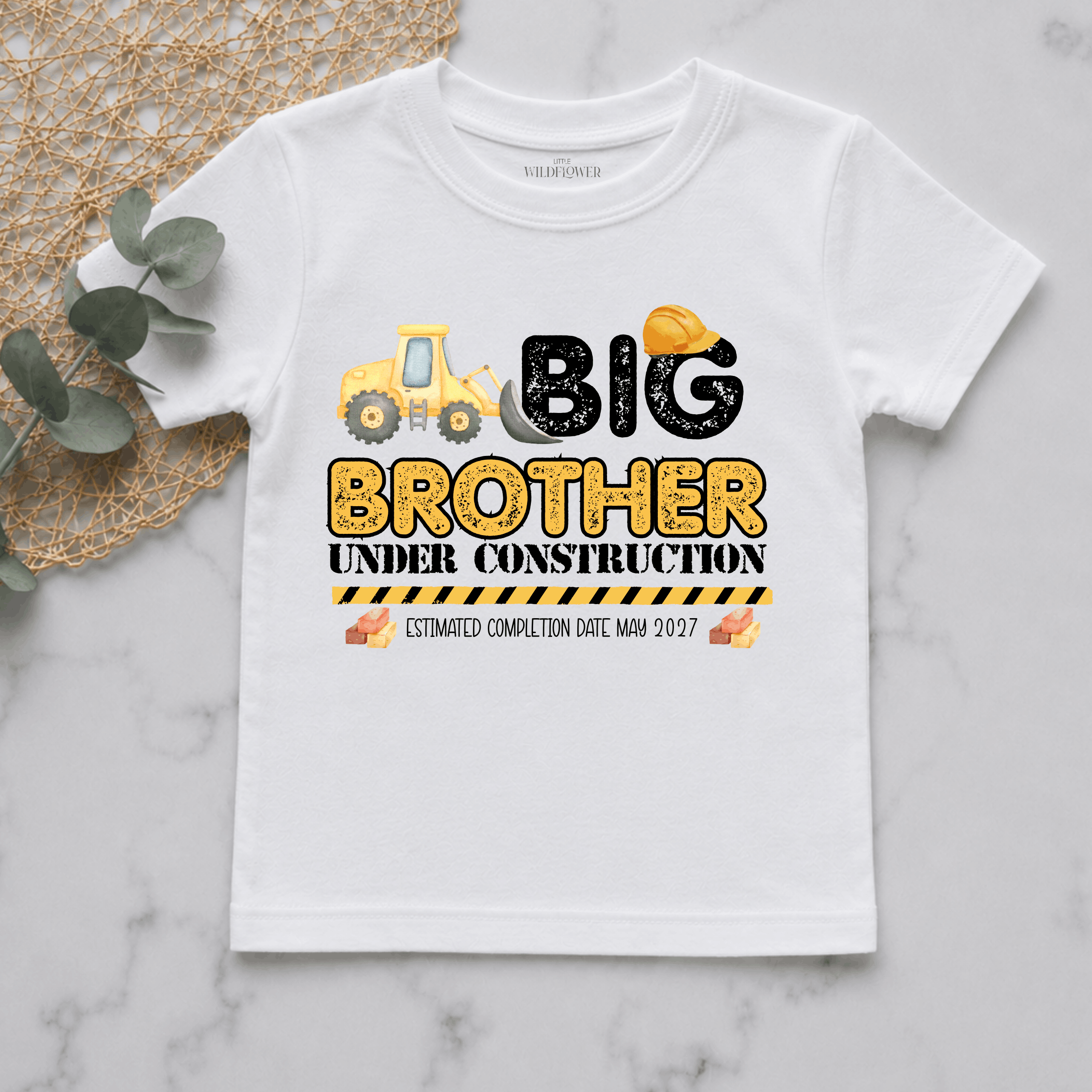 Big Brother Under ConstructionPersonalised Pregnancy Announcement Kids Shirt