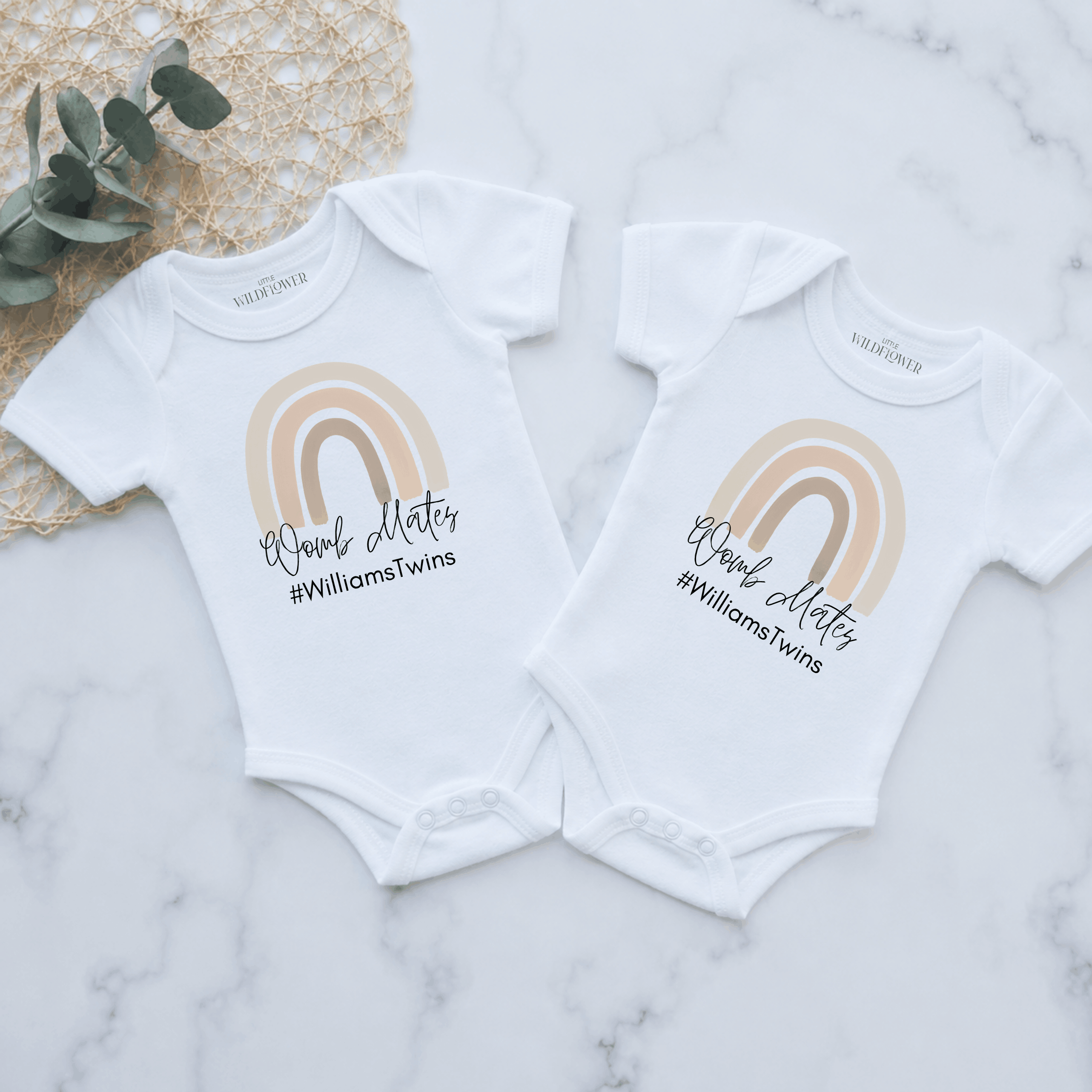 Womb Mates Twin Set Personalised Onesie