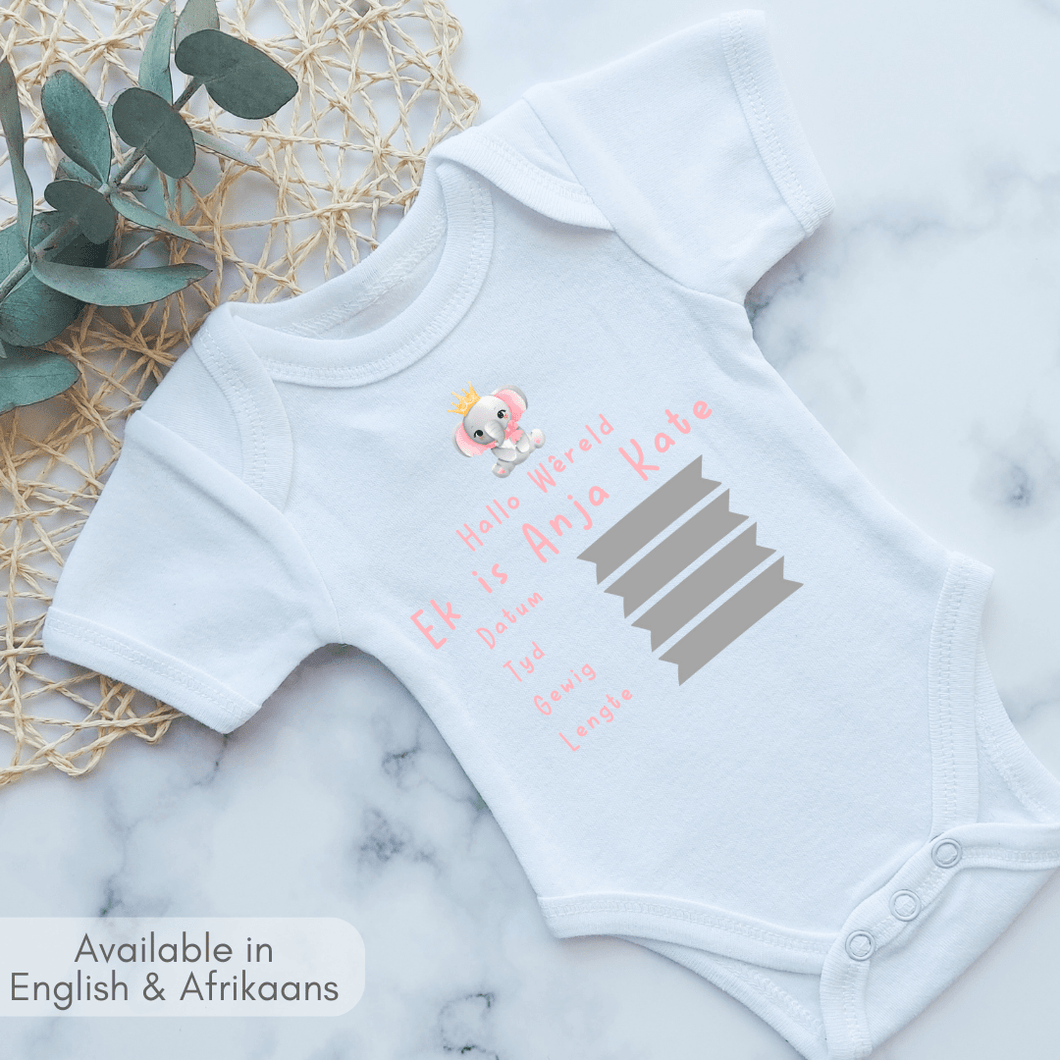 Elephant Princess Birth Announcement Onesie